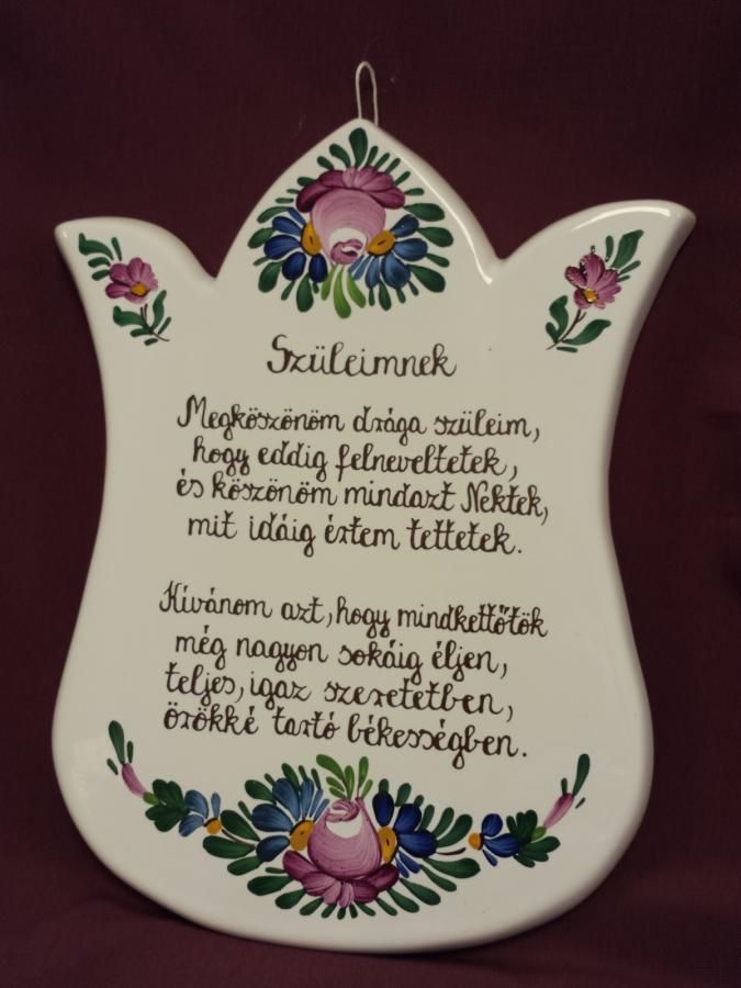 Tulipán alakú plakett, sokféle verssel